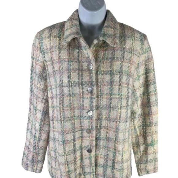 NWT Alfred Dunner Multicolor Plaid Button Front Collared Jacket Size 8 - Picture 1 of 3